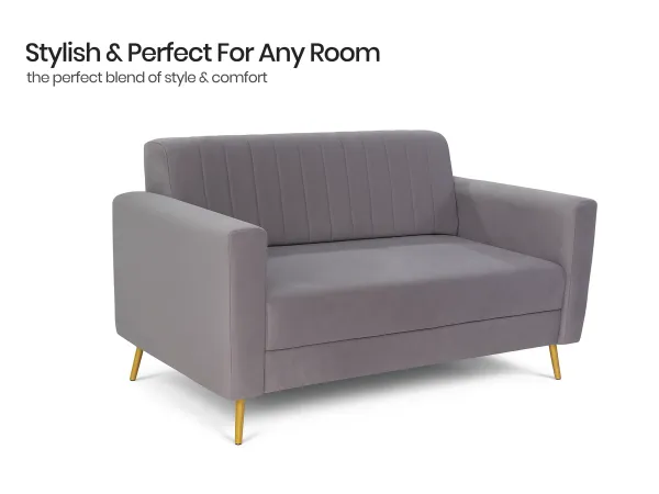 Tulip Upholstered Sofa Set Grey Color